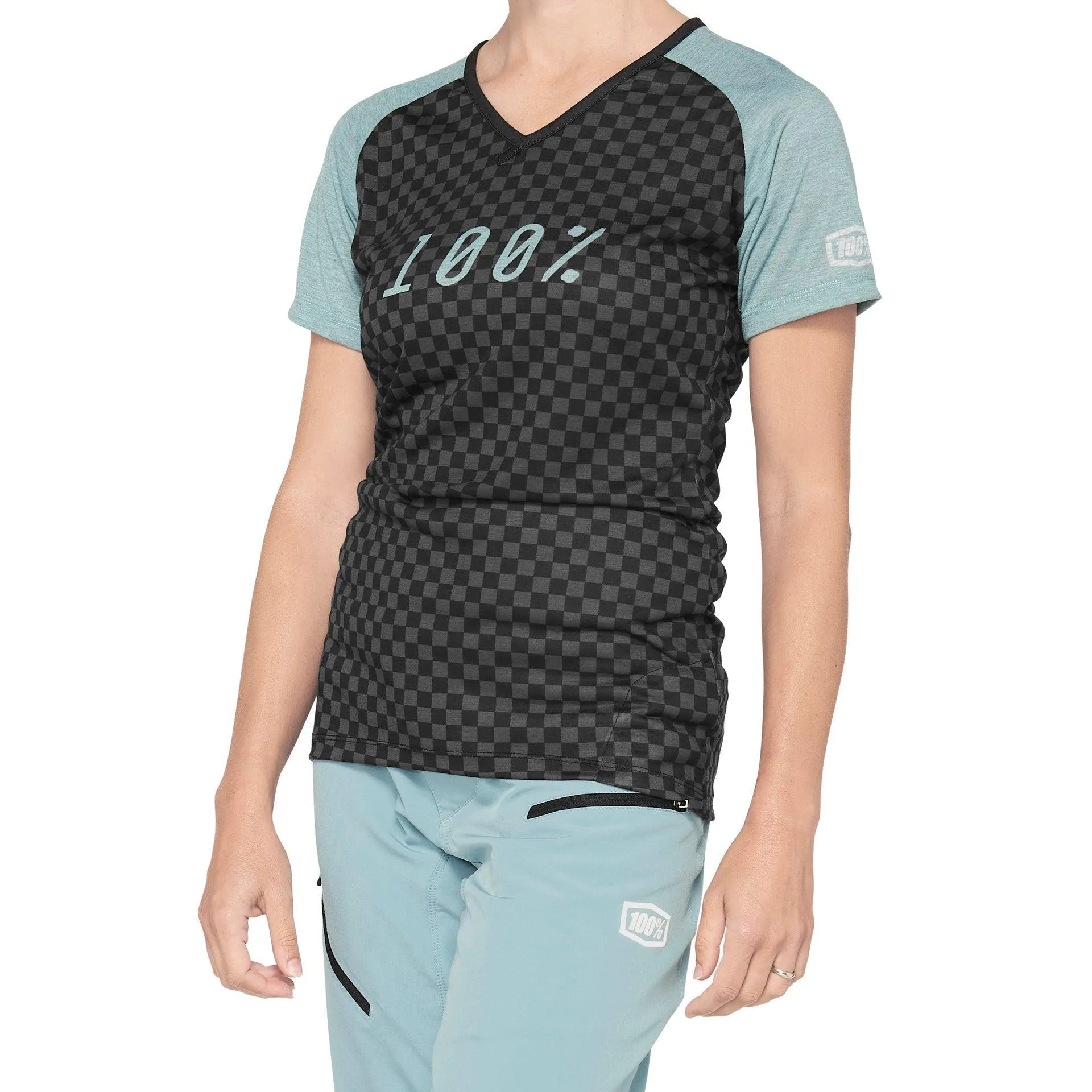 100% Airmatic Womens Jersey - Seafoam Checkers