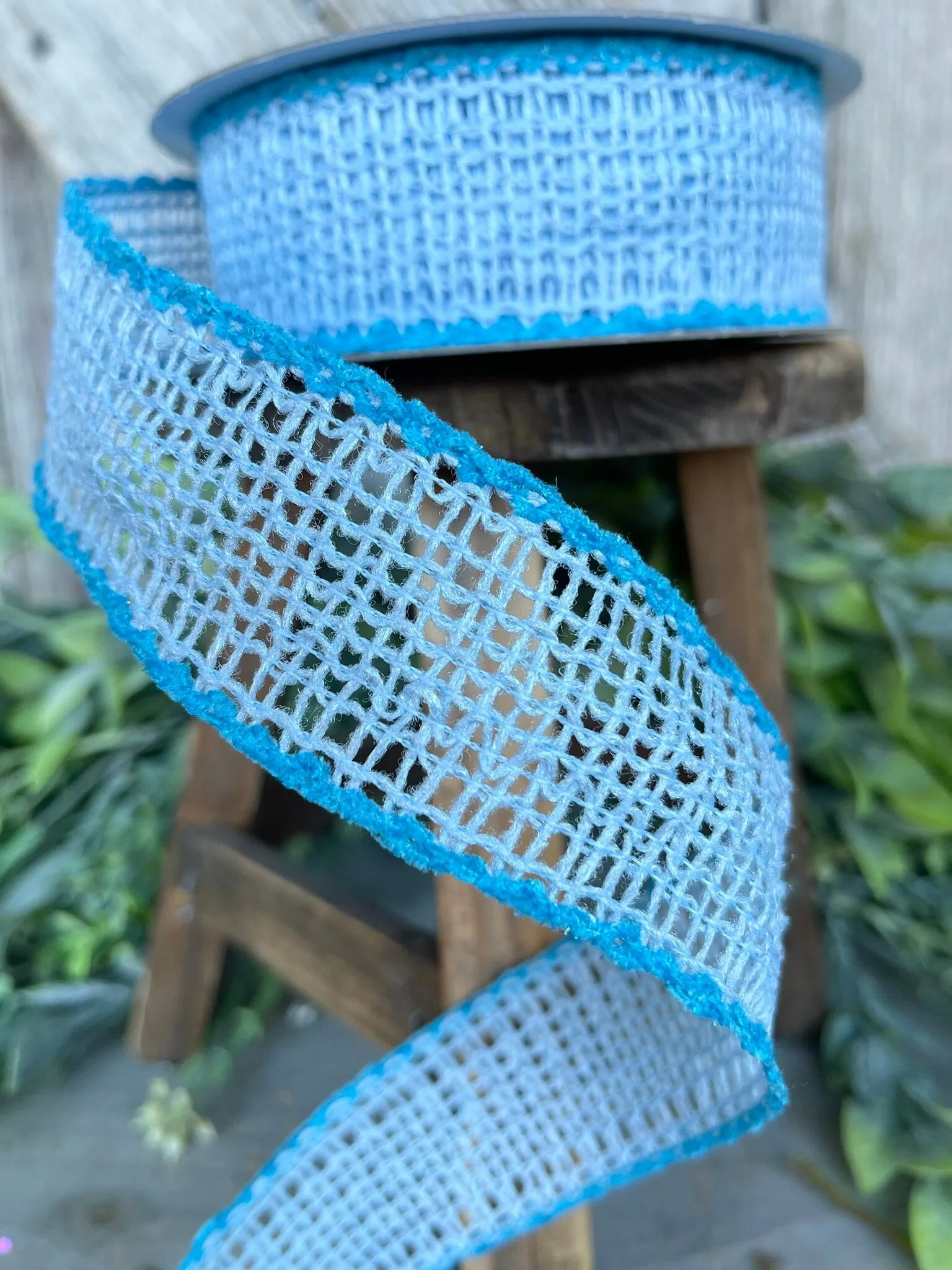 1.5" Light Blue Vibrant Weave Ribbon, Farrisilk Ribbon