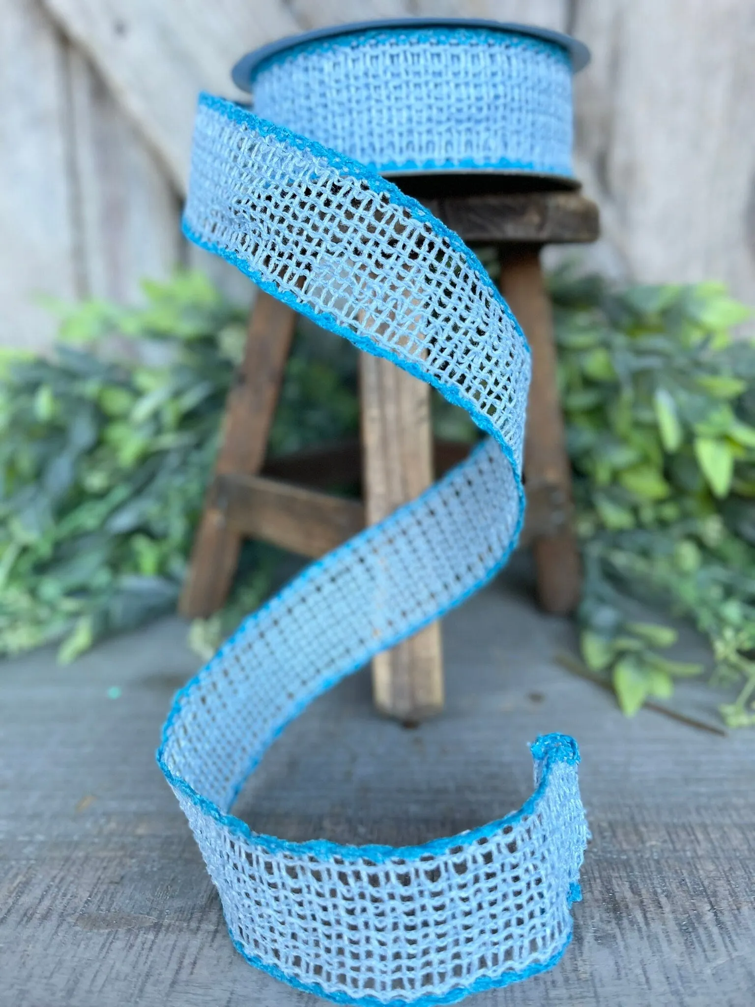 1.5" Light Blue Vibrant Weave Ribbon, Farrisilk Ribbon