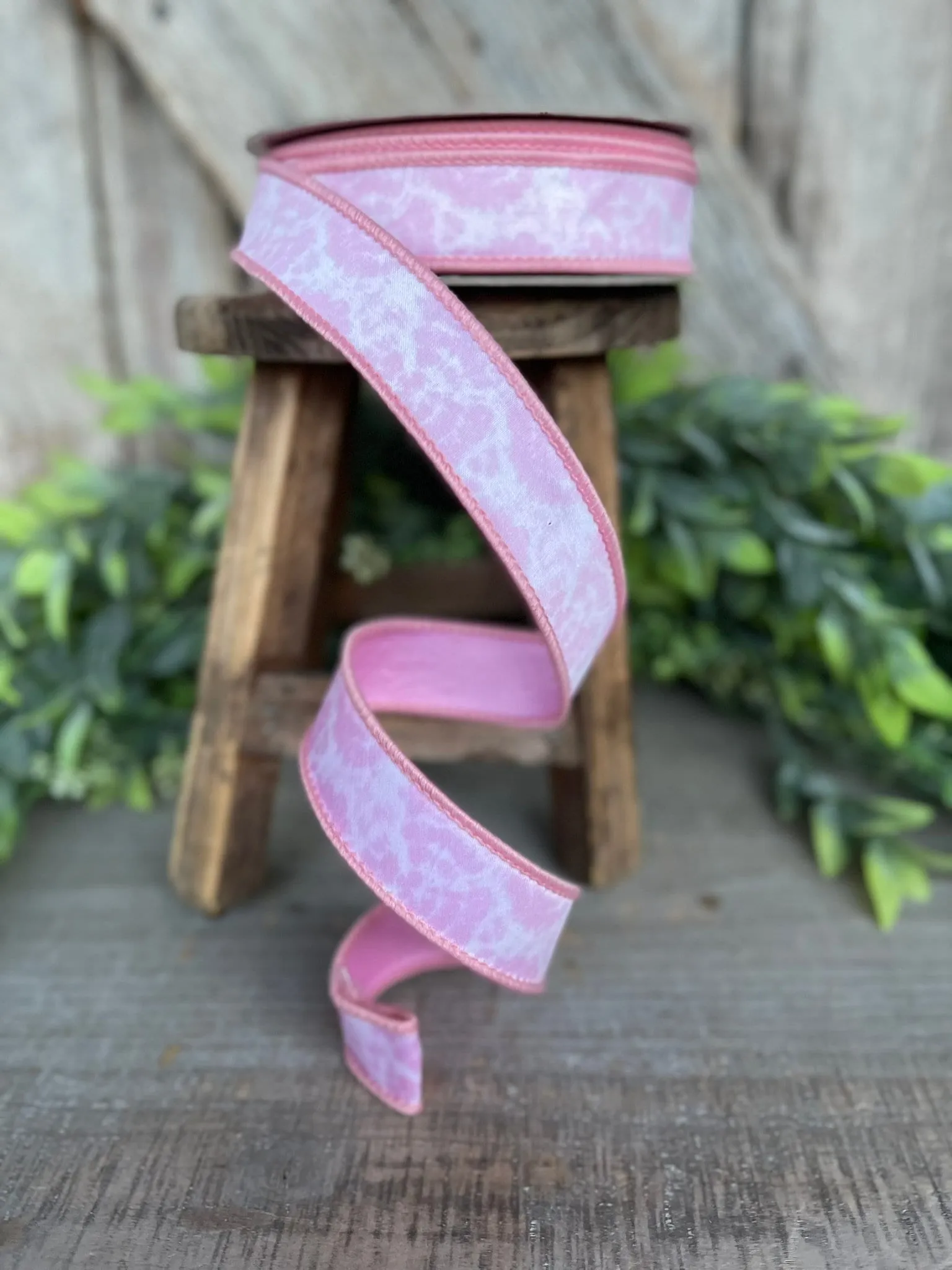 1" Light Pink Tie Dye Ribbon, Farrisilk Ribbon