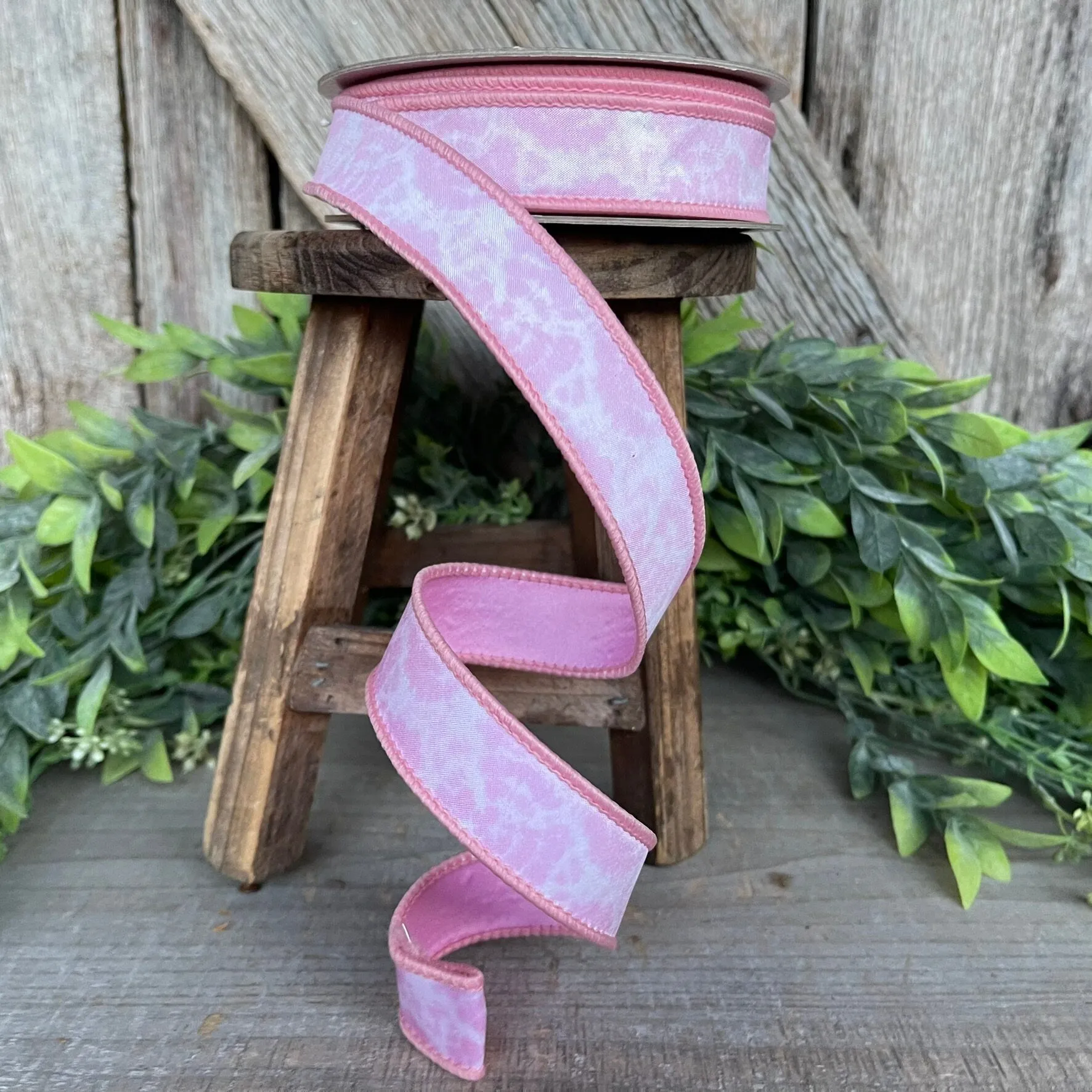 1" Light Pink Tie Dye Ribbon, Farrisilk Ribbon