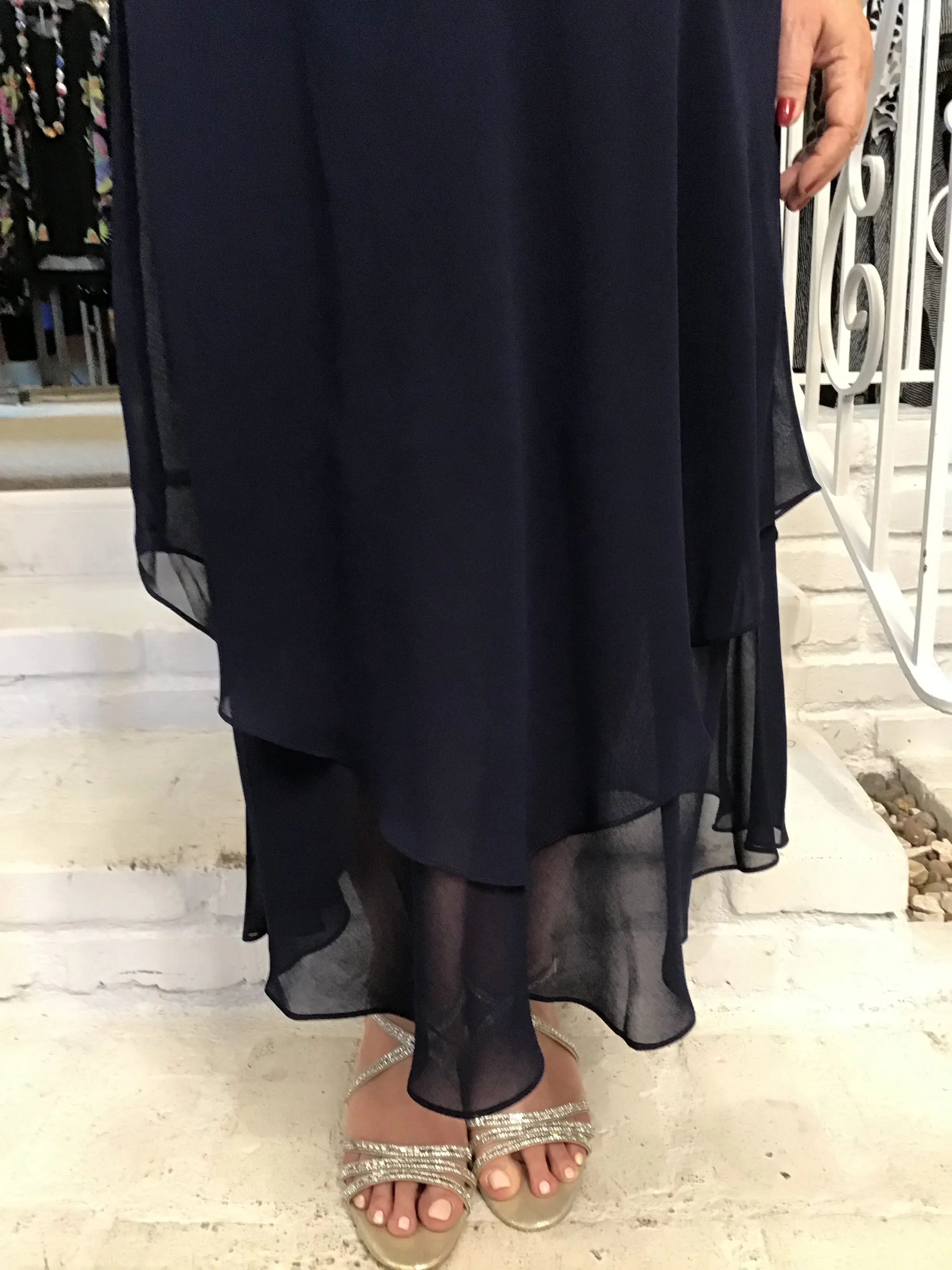 2 LAYER BIAS DRESS - NAVY