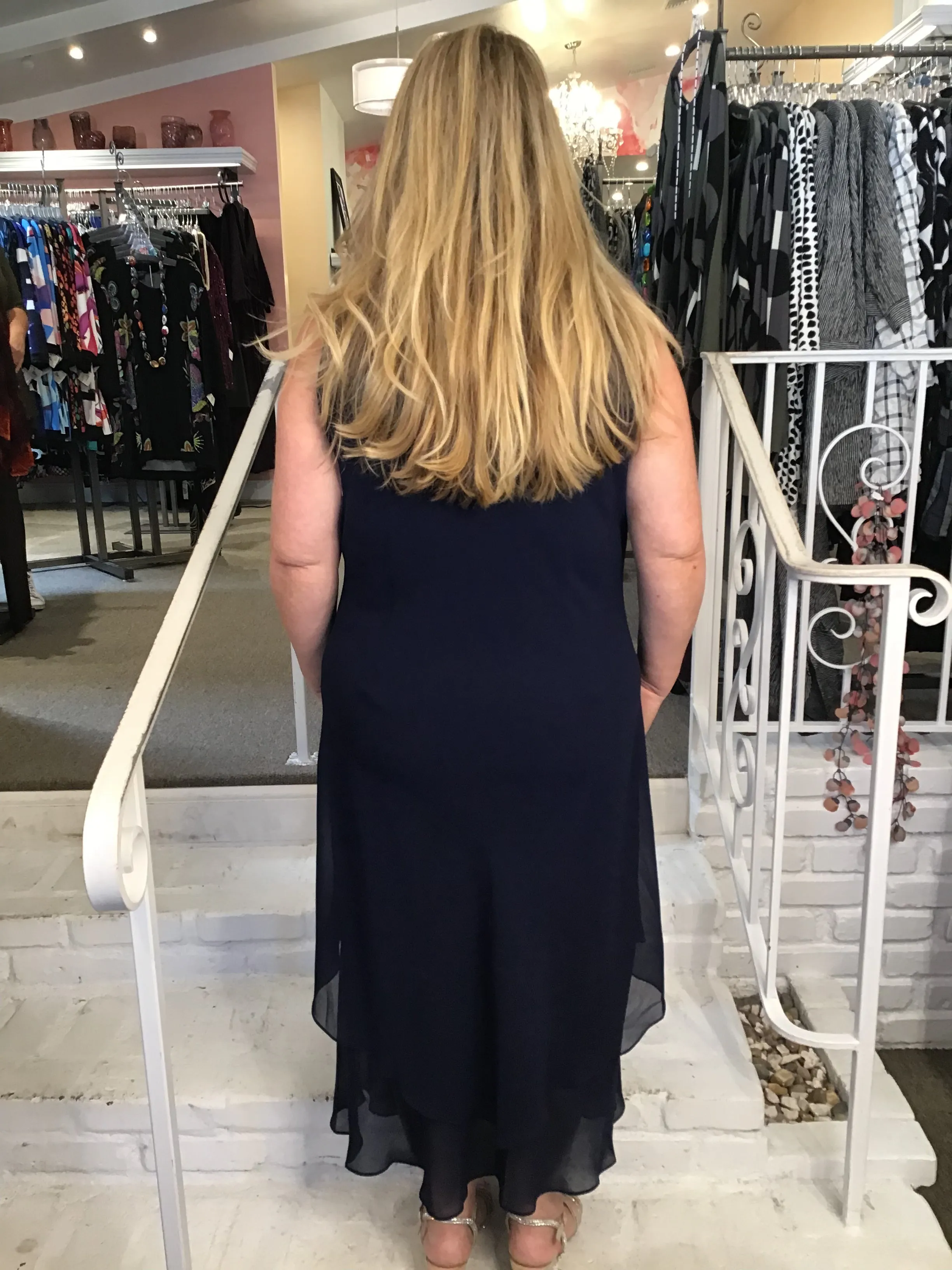 2 LAYER BIAS DRESS - NAVY