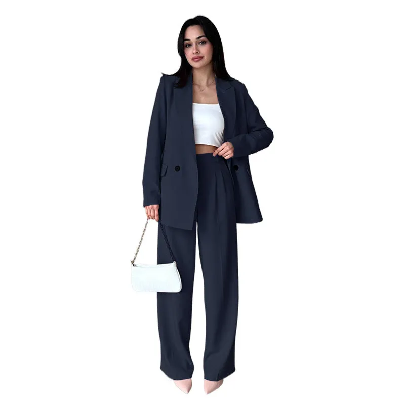 2pcs Solid Color Blazer and Fashion Casual Pants Set Wholesale Womens Clothing N3824070900041