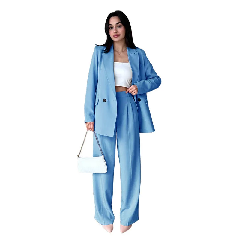 2pcs Solid Color Blazer and Fashion Casual Pants Set Wholesale Womens Clothing N3824070900041