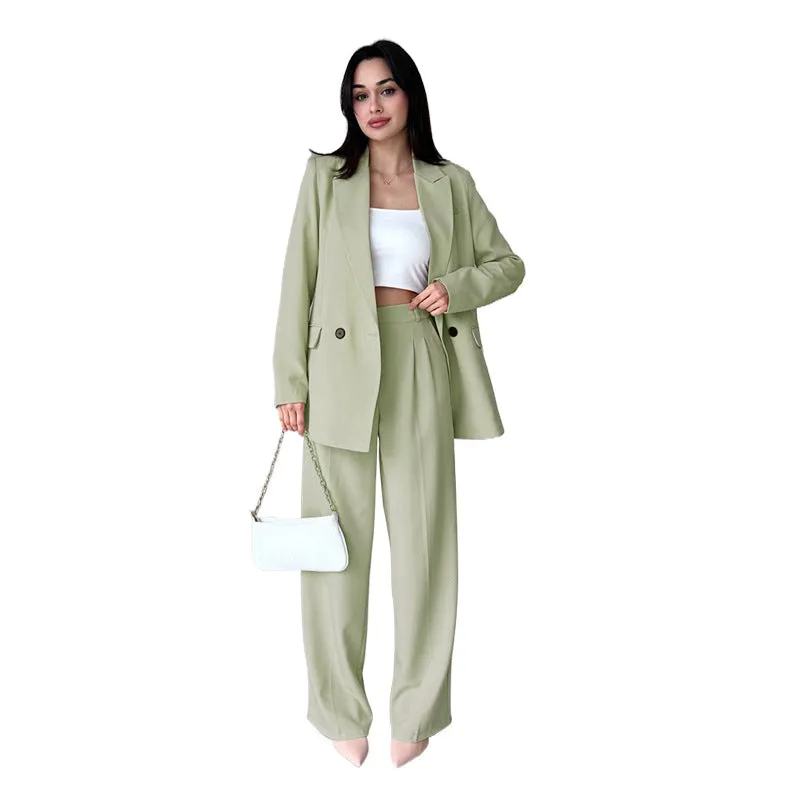 2pcs Solid Color Blazer and Fashion Casual Pants Set Wholesale Womens Clothing N3824070900041