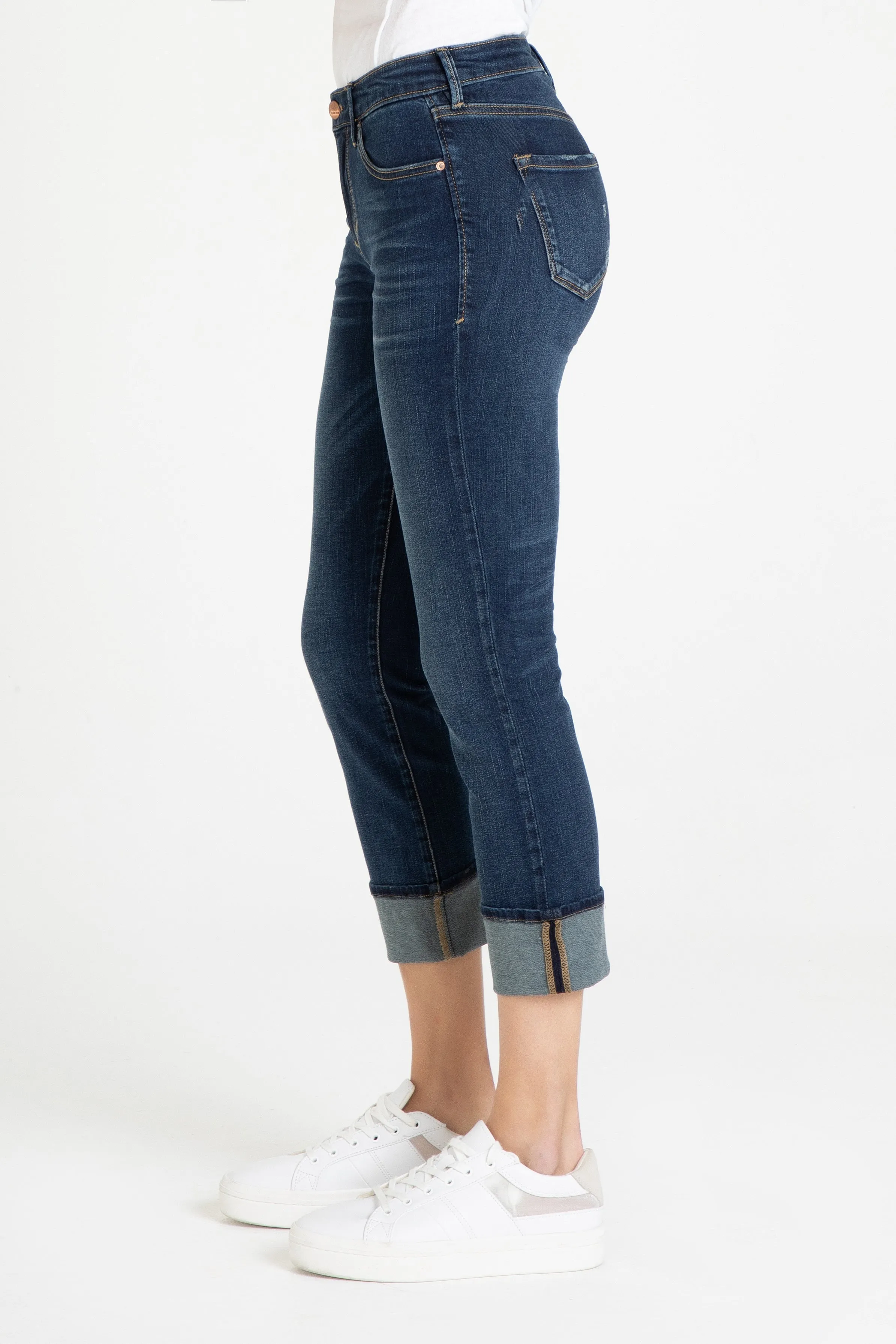 9 1/2" BLAIRE HIGH RISE CUFFED SLIM STRAIGHT JEANS IN DENVER