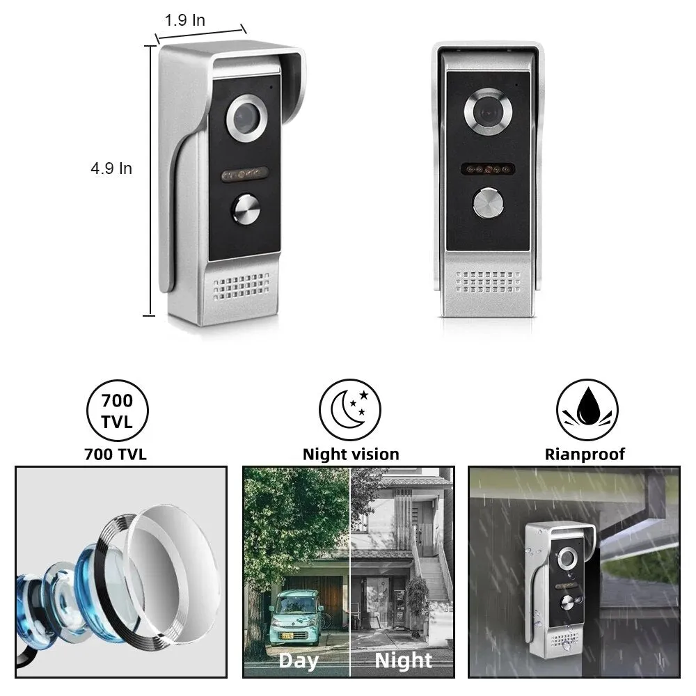 9 Inch Wired Video Door Phone System Visual Intercom Kit Doorbell With Waterproof Outdoor IR Camera For Home Security