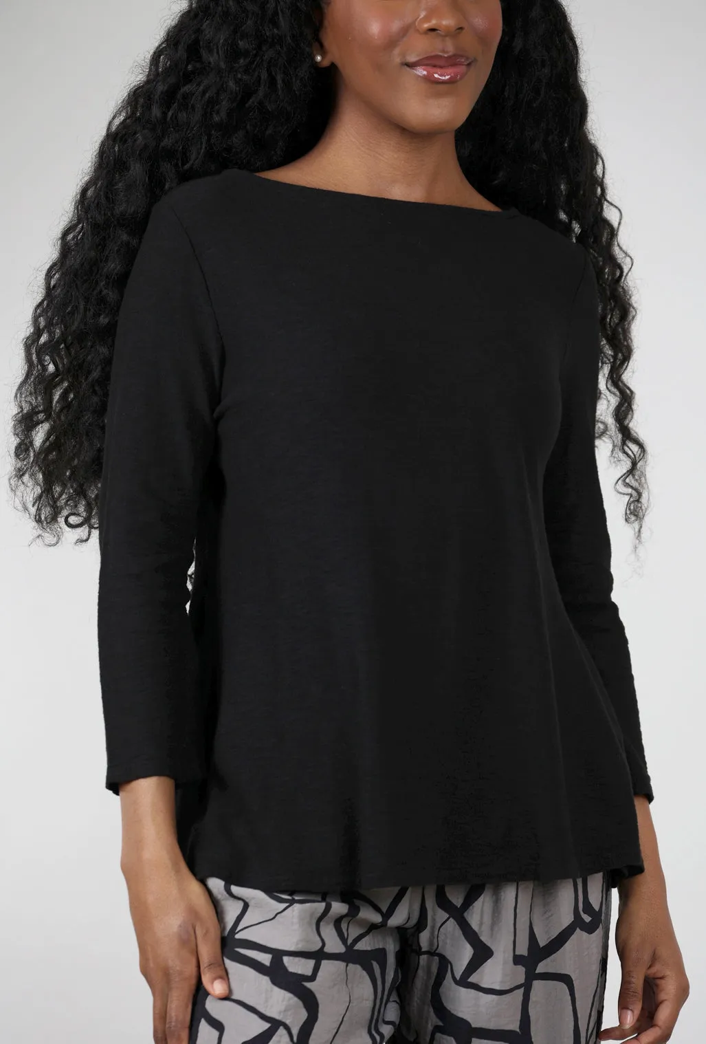 A-Line 3/4 Boatneck Tee, Black