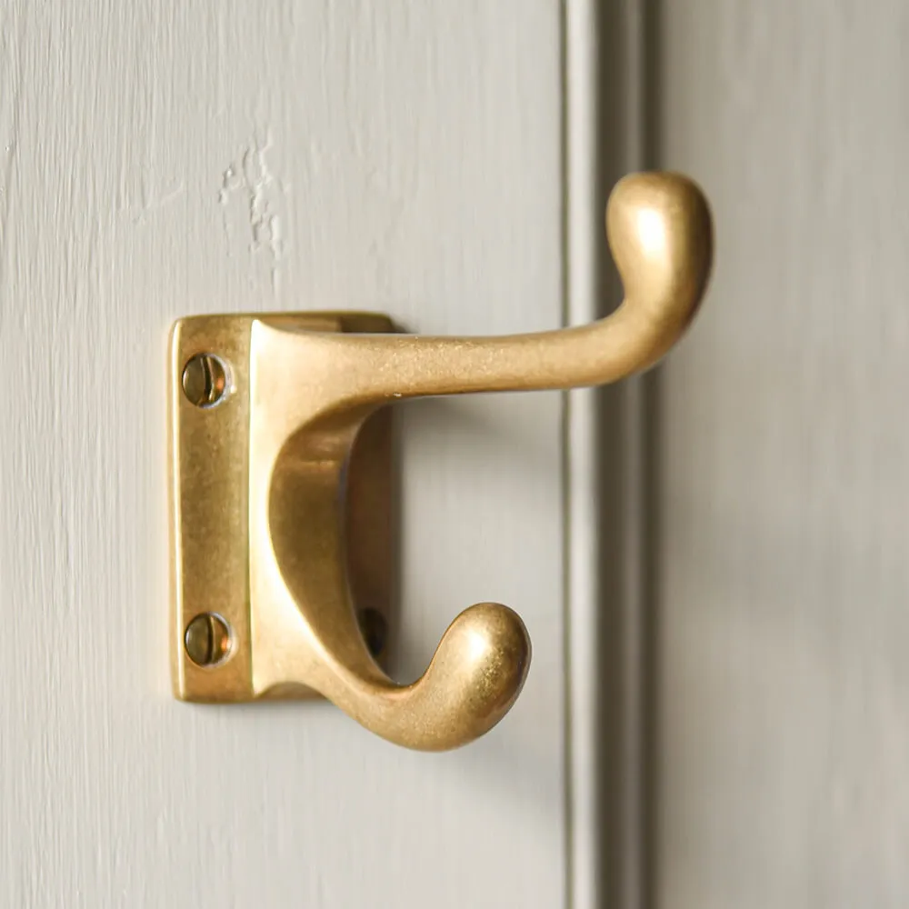 Aged Brass Double Coat Hook