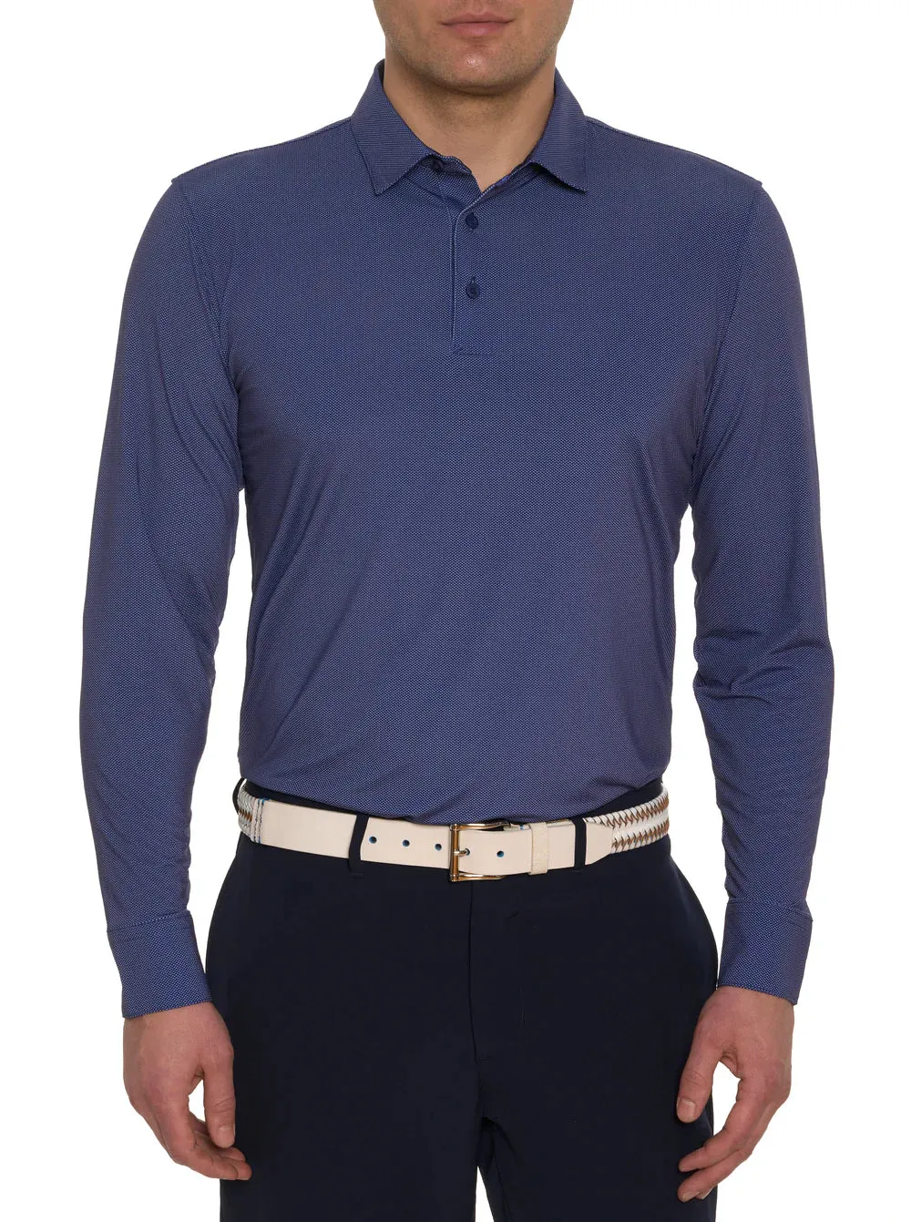 Alastor Long Sleeve Knit Polo in Navy