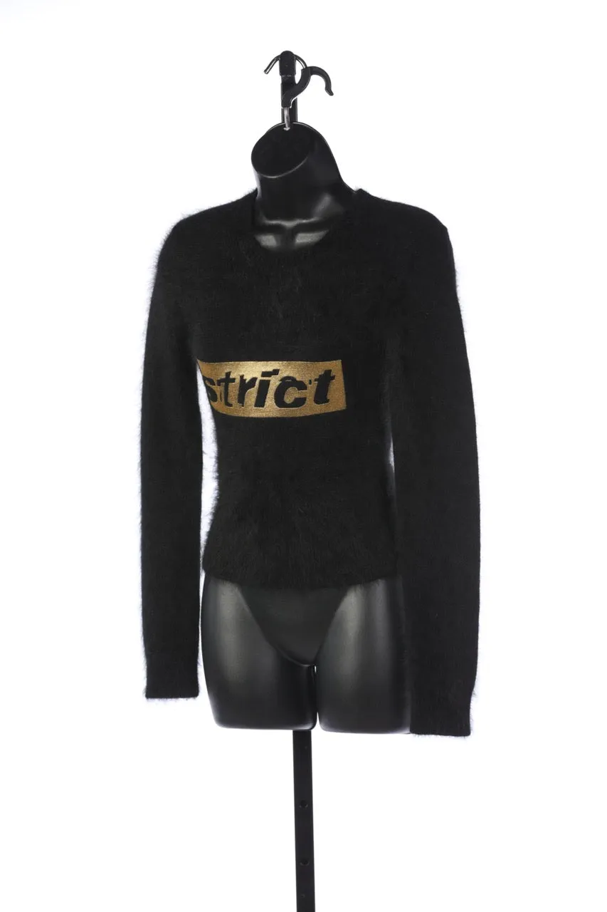 Alexander Wang Angora Fur Black & Gold "Strict" Sweater