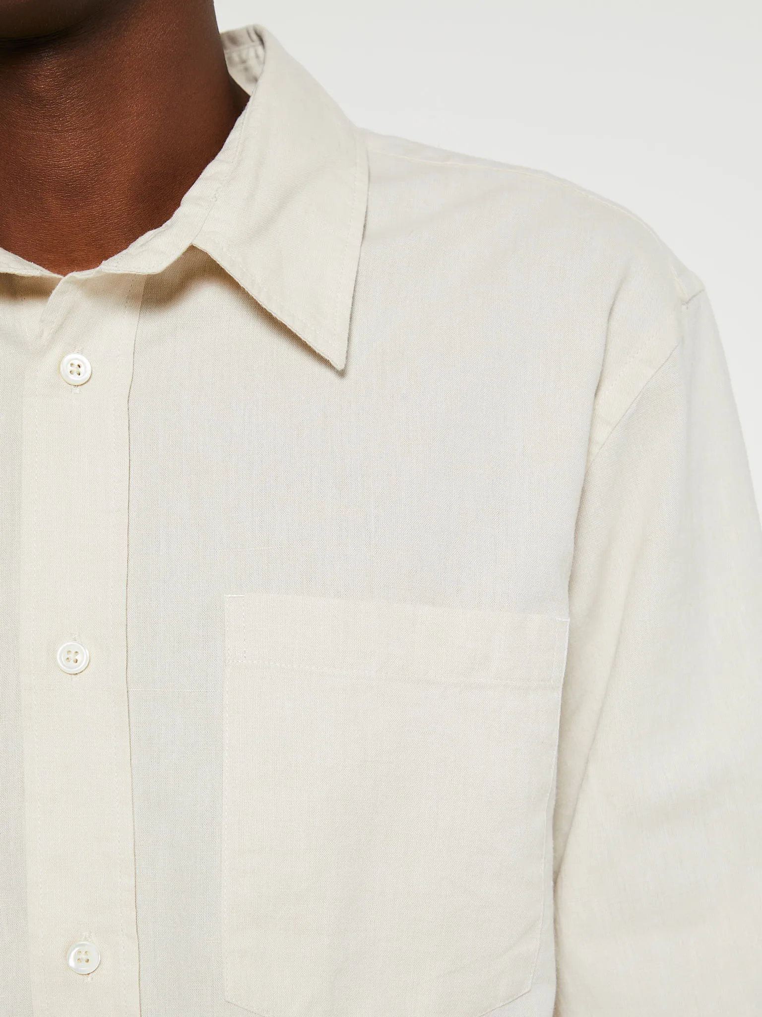 Algot Relaxed Cotton Linen Shirt in Ecru