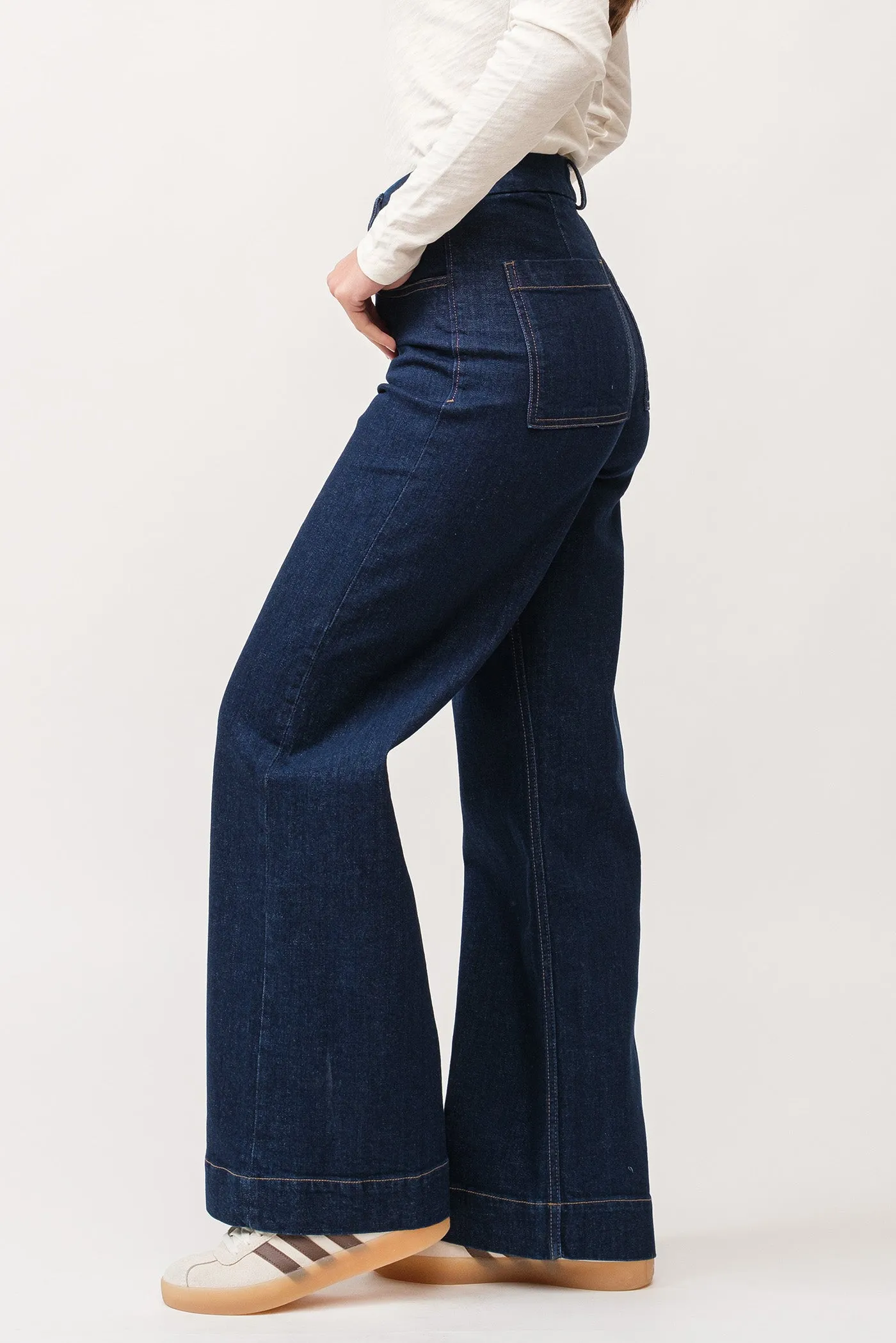 AUDREY HIGH RISE WIDE CLEAN HEM JEANS BLUEWATER