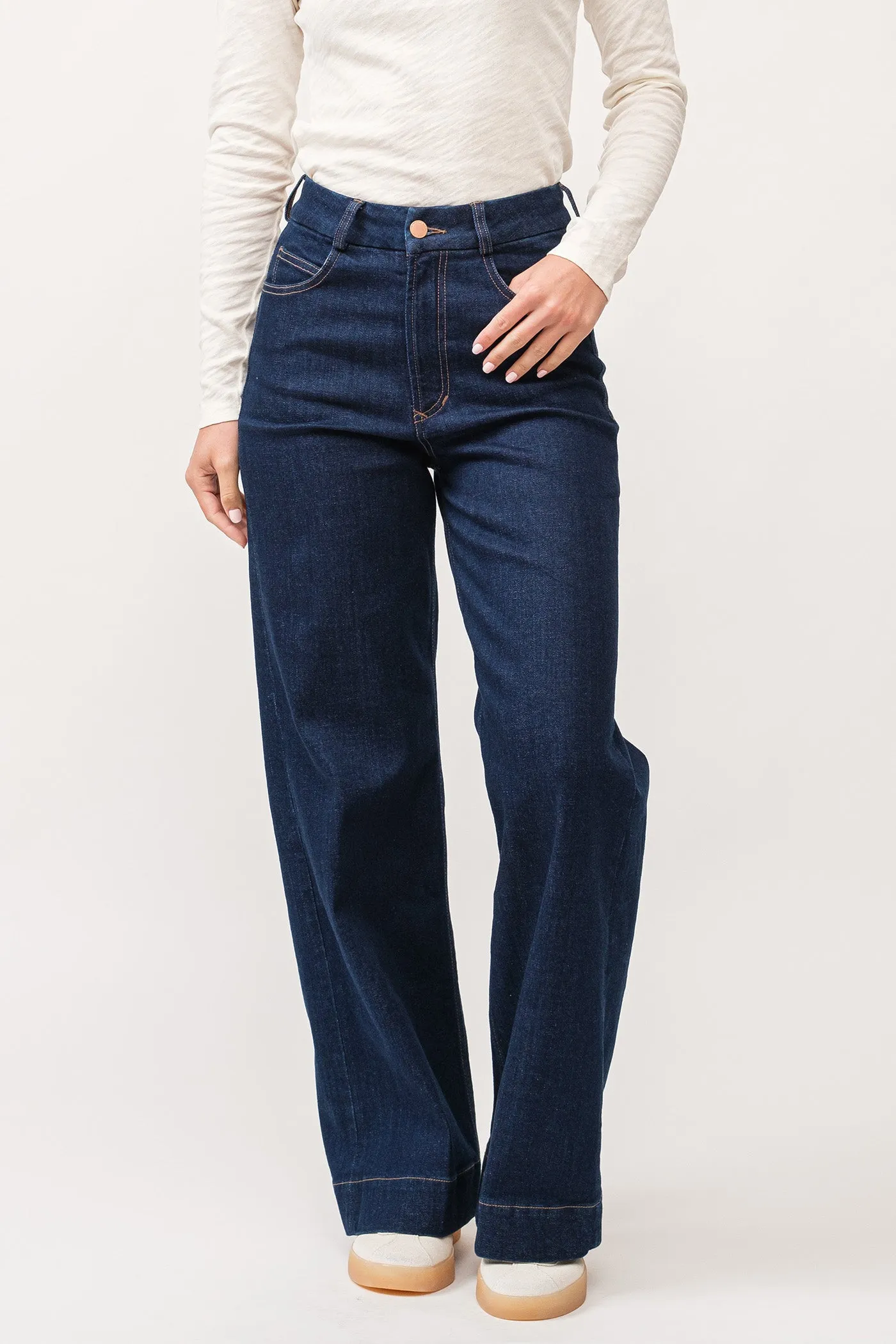 AUDREY HIGH RISE WIDE CLEAN HEM JEANS BLUEWATER