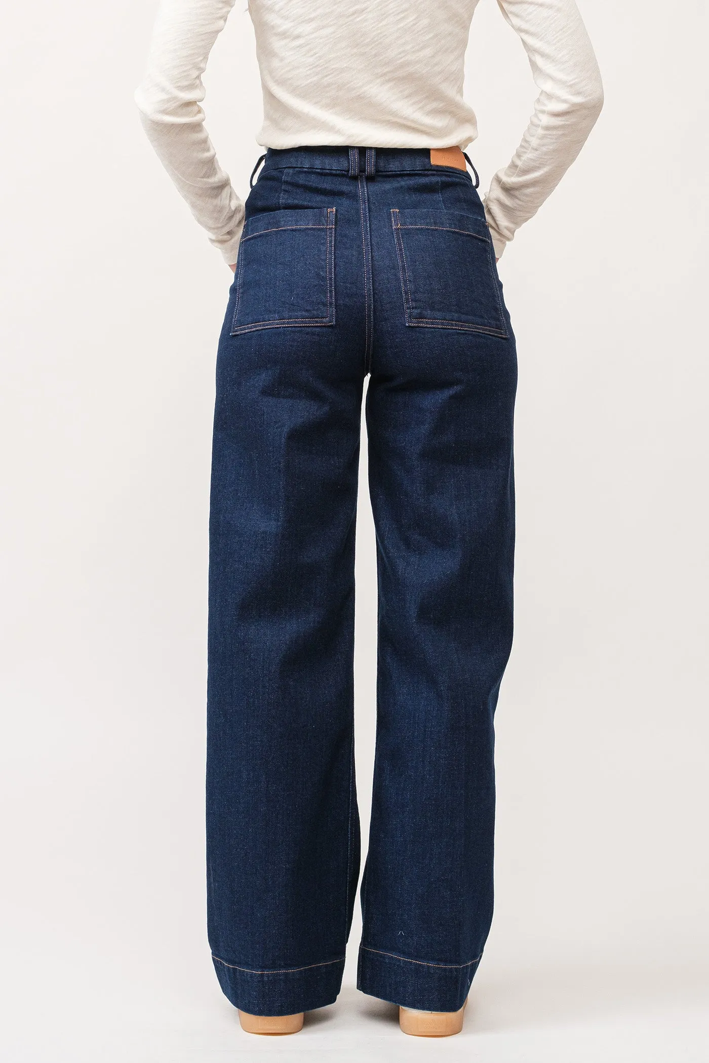 AUDREY HIGH RISE WIDE CLEAN HEM JEANS BLUEWATER