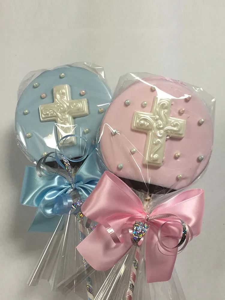 Baptism Cross Chocolate Crispy Lolly