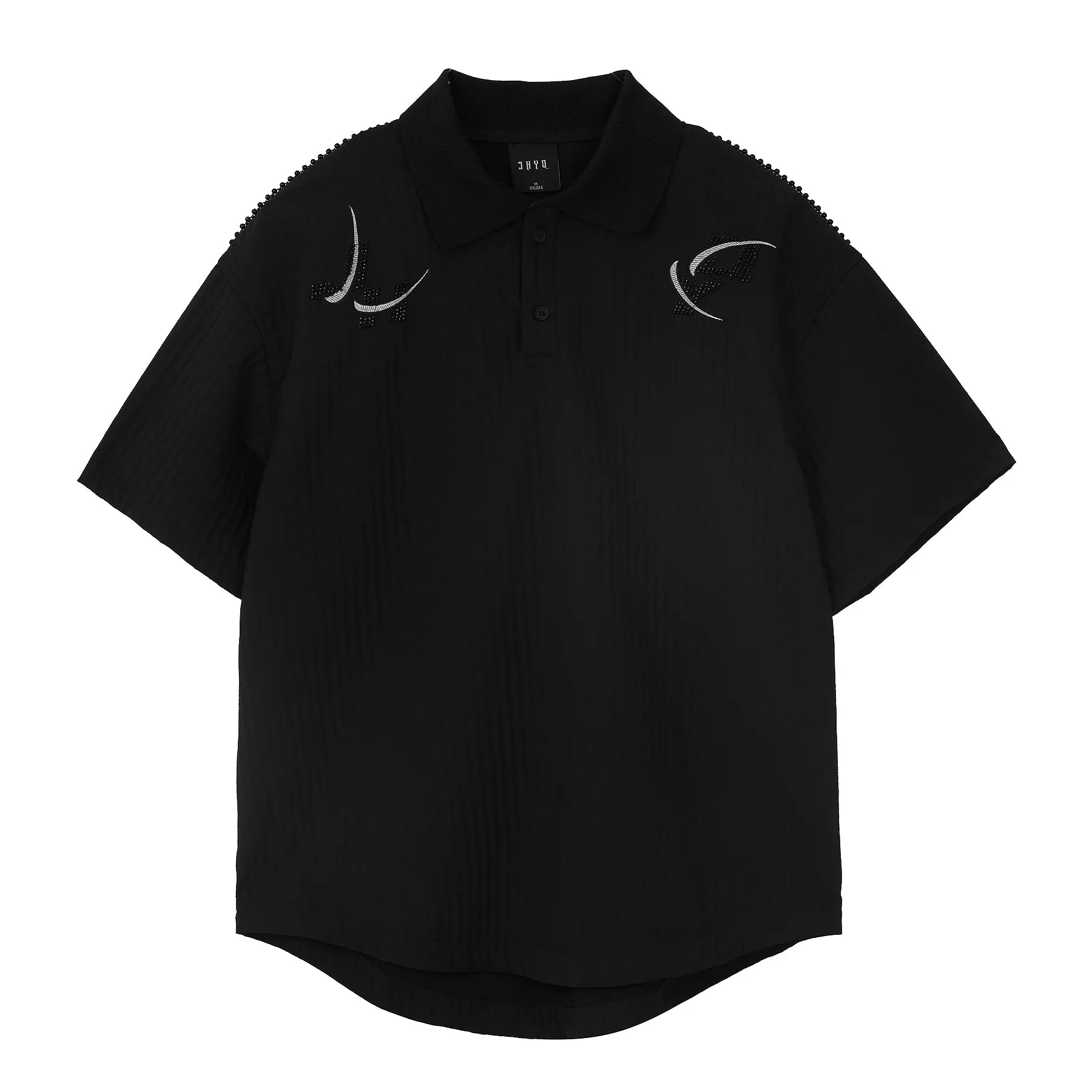 Beaded Embroidery Short Sleeve Polo Shirt