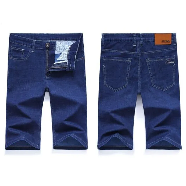 Big Size 40 42 44 46 Summer New Men Business Denim Shorts Fashion Casual Stretch Slim Blue Thin Short Jeans Male