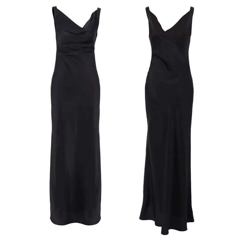 Black Backless Ice-Silk Dress