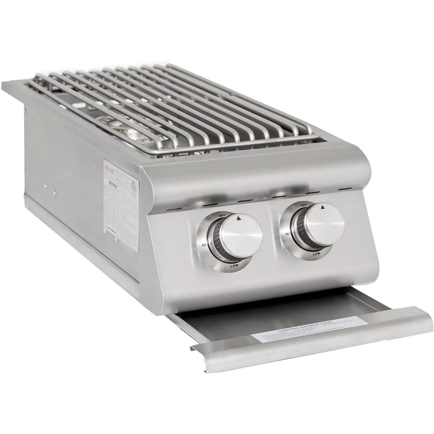 Blaze LTE Built-In Propane Gas Stainless Steel Double Side Burner With Lid - BLZ-SB2LTE-LP