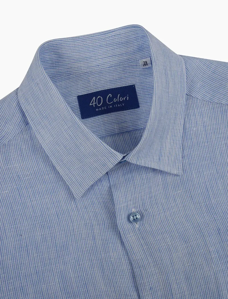 Blue & White Striped Linen Shirt