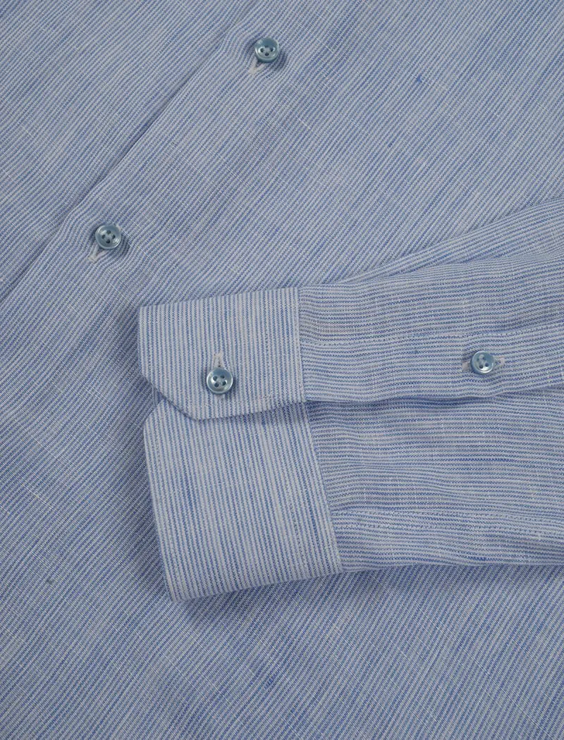 Blue & White Striped Linen Shirt