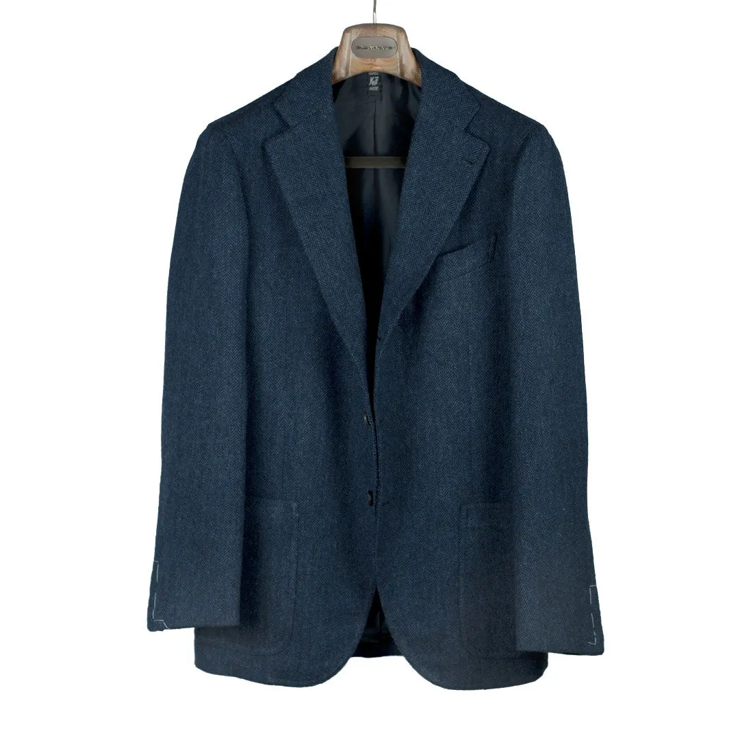 Blue herringbone W. Bill Shetland sport coat, 390 grs