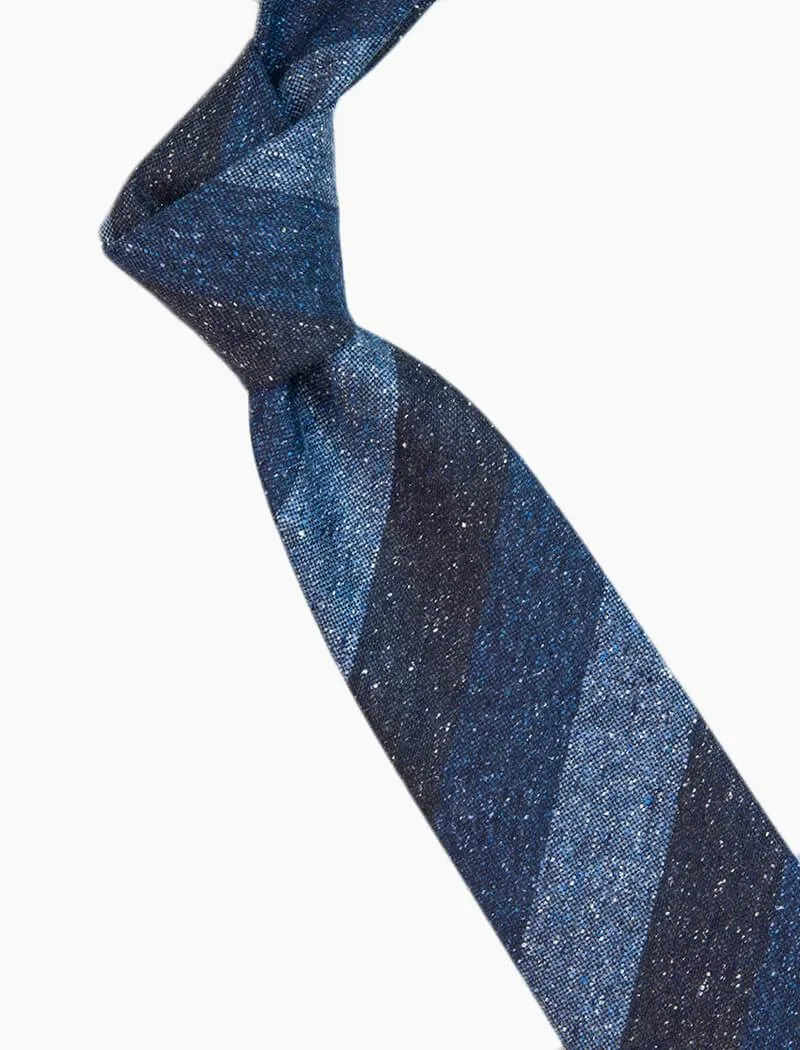 Blue Three Toned Striped Silk & Wool Tie