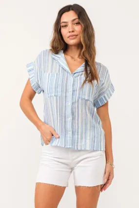 CALI TIE FRONT SHIRT BLUE STREAK