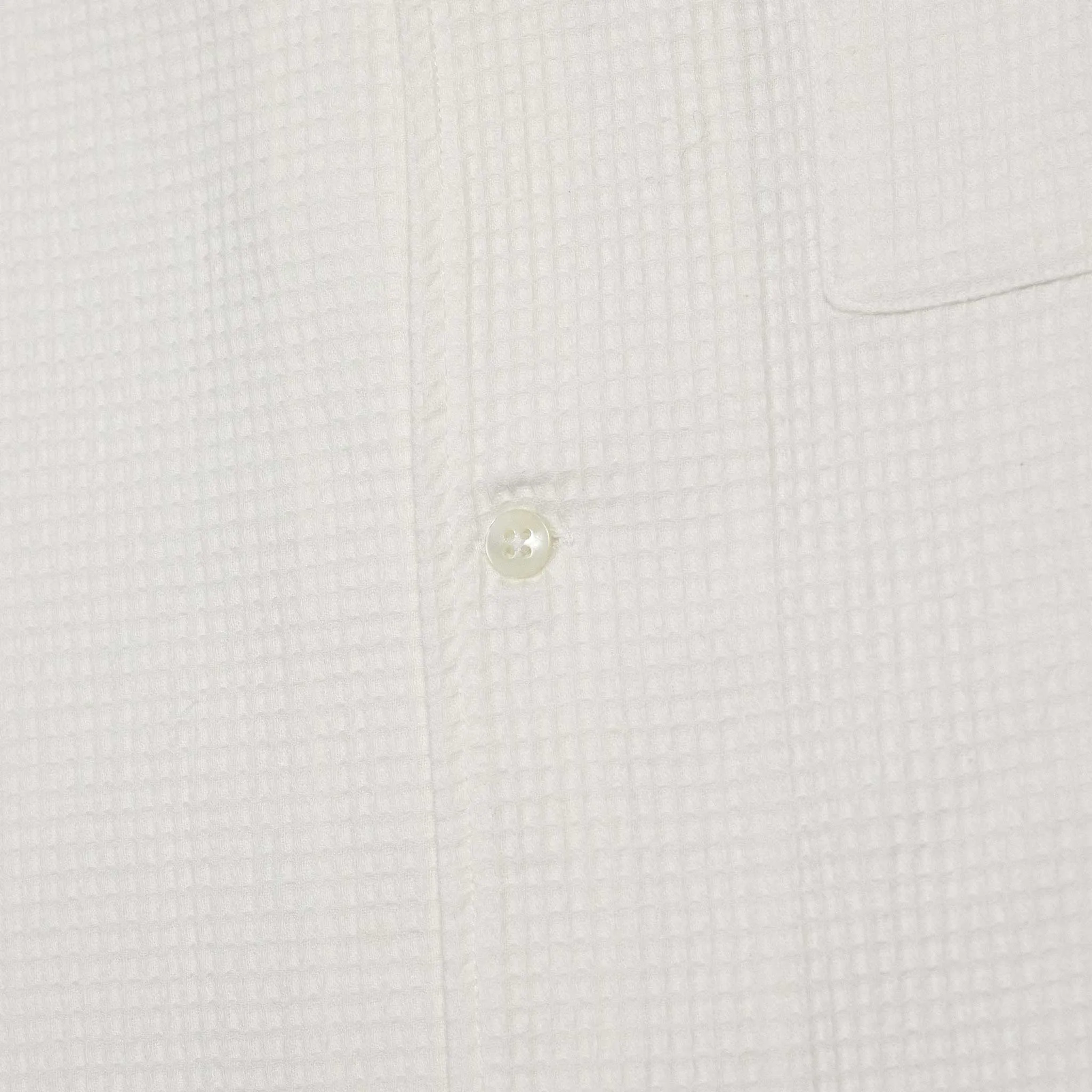 Camp collar shirt in off-white Japanese waffle cotton and linen