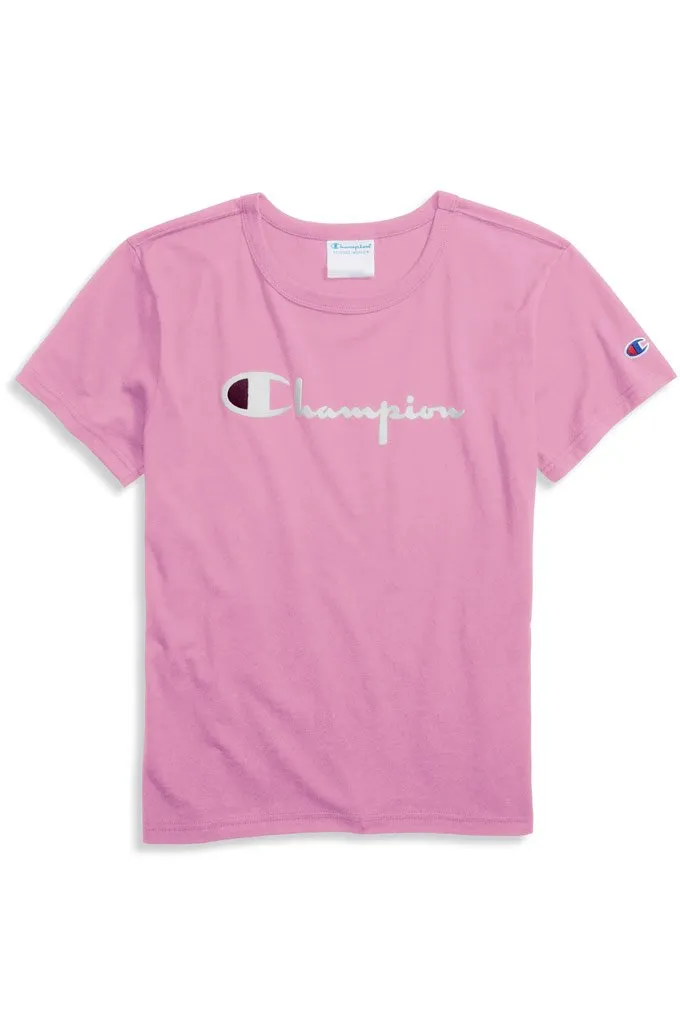 Champion Heritage Women's Tee, Flocked Vintage Logo