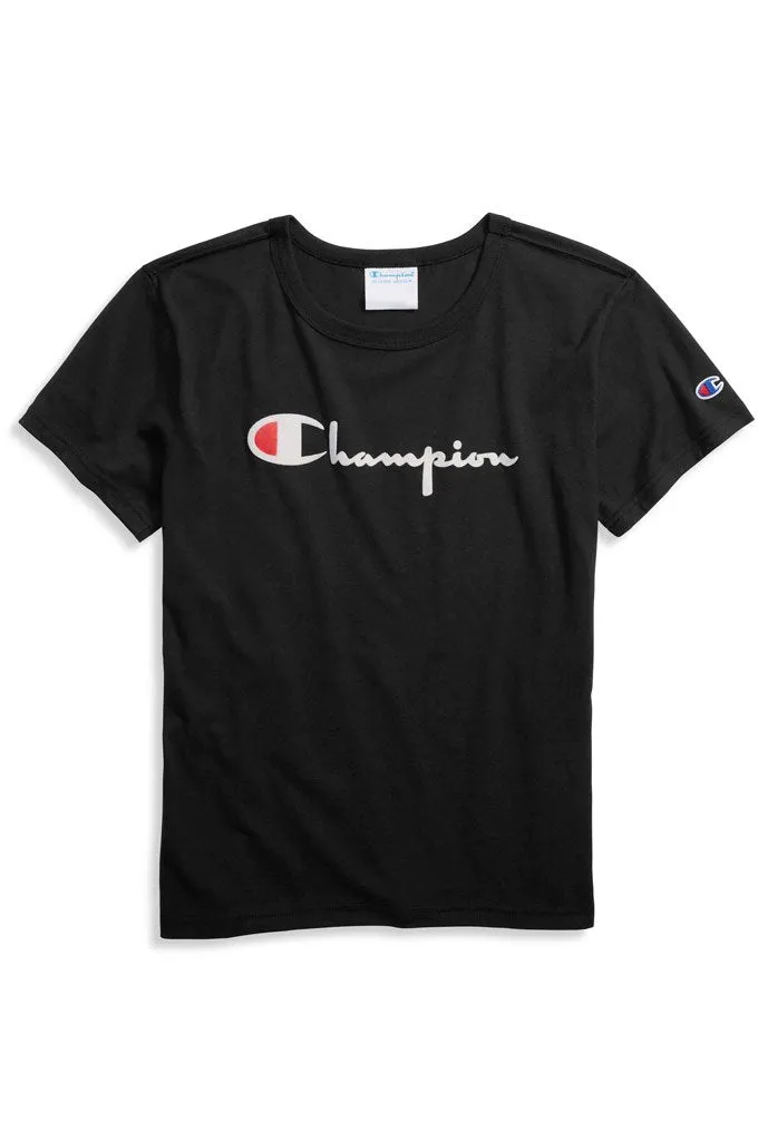 Champion Heritage Women's Tee, Flocked Vintage Logo