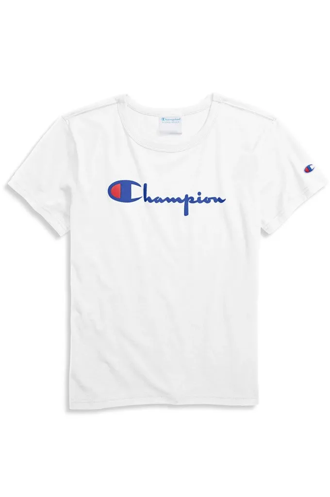 Champion Heritage Women's Tee, Flocked Vintage Logo