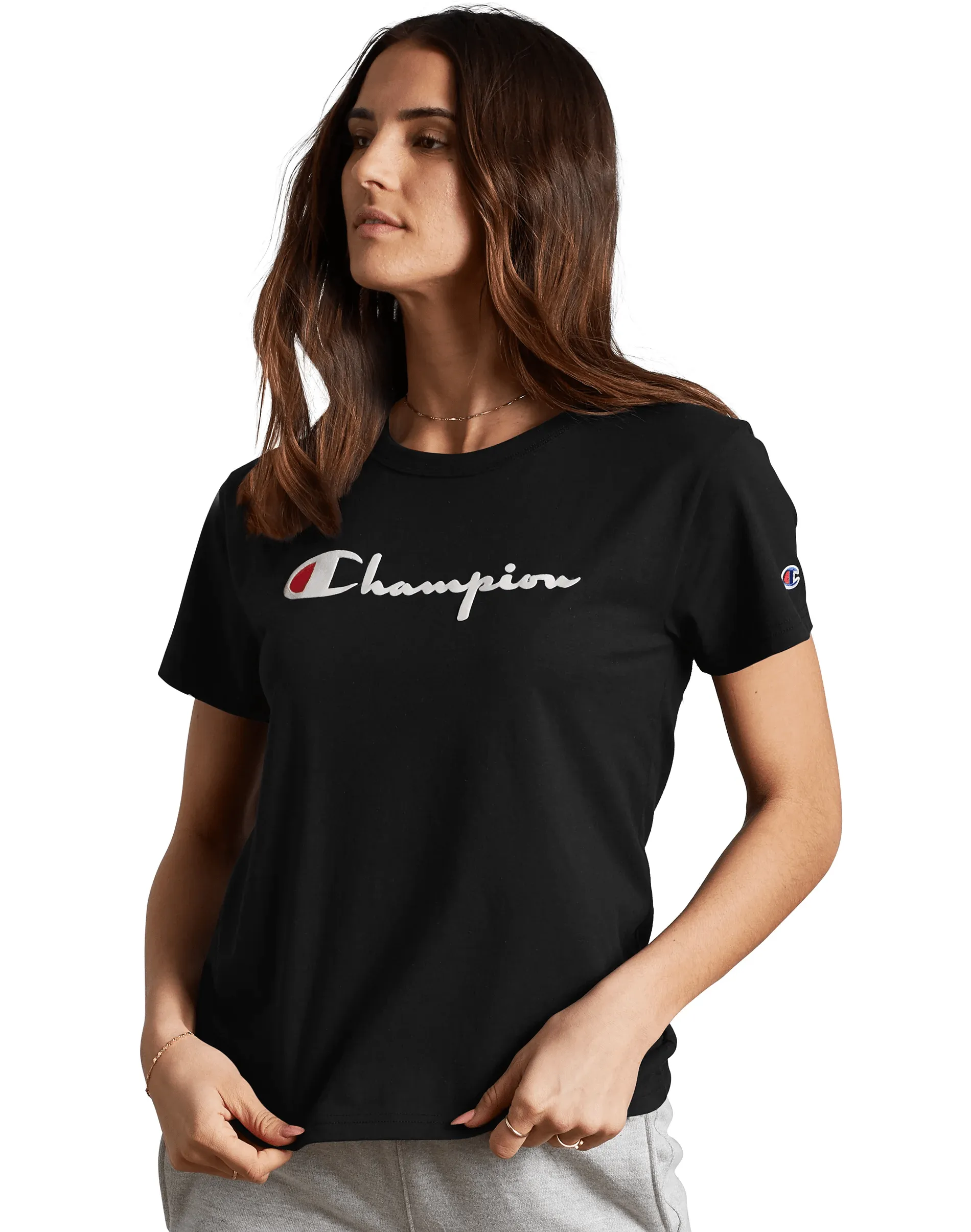 Champion Heritage Women's Tee, Flocked Vintage Logo