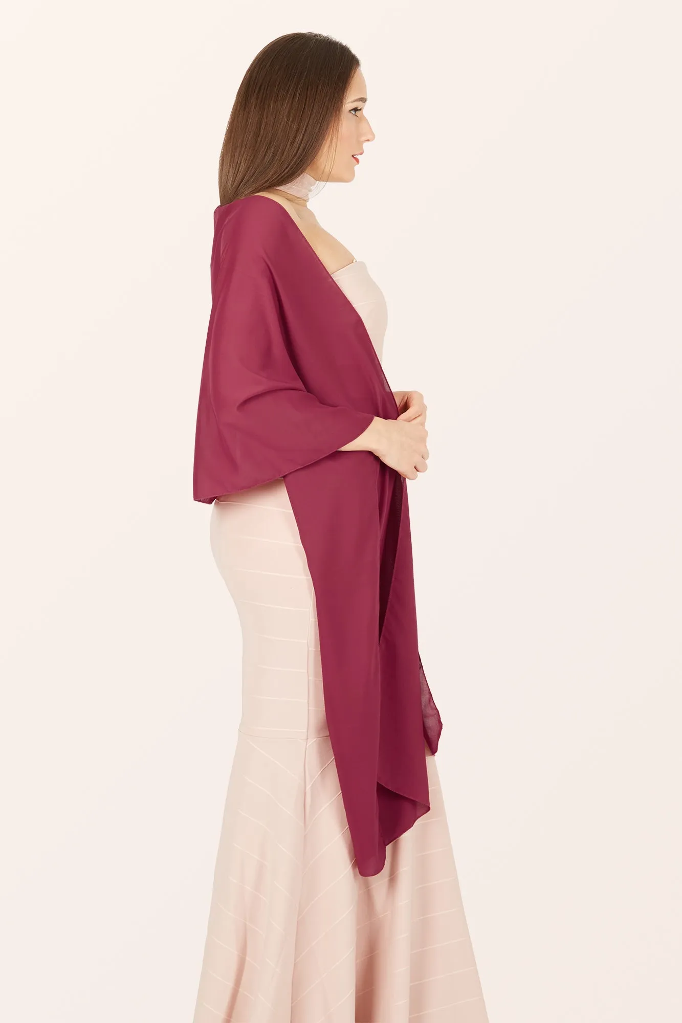 Chiffon Shawl - Burgundy