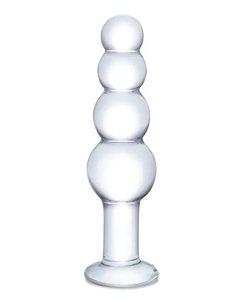 Clear Glas 7.25 inch Glass Beaded Butt Plug