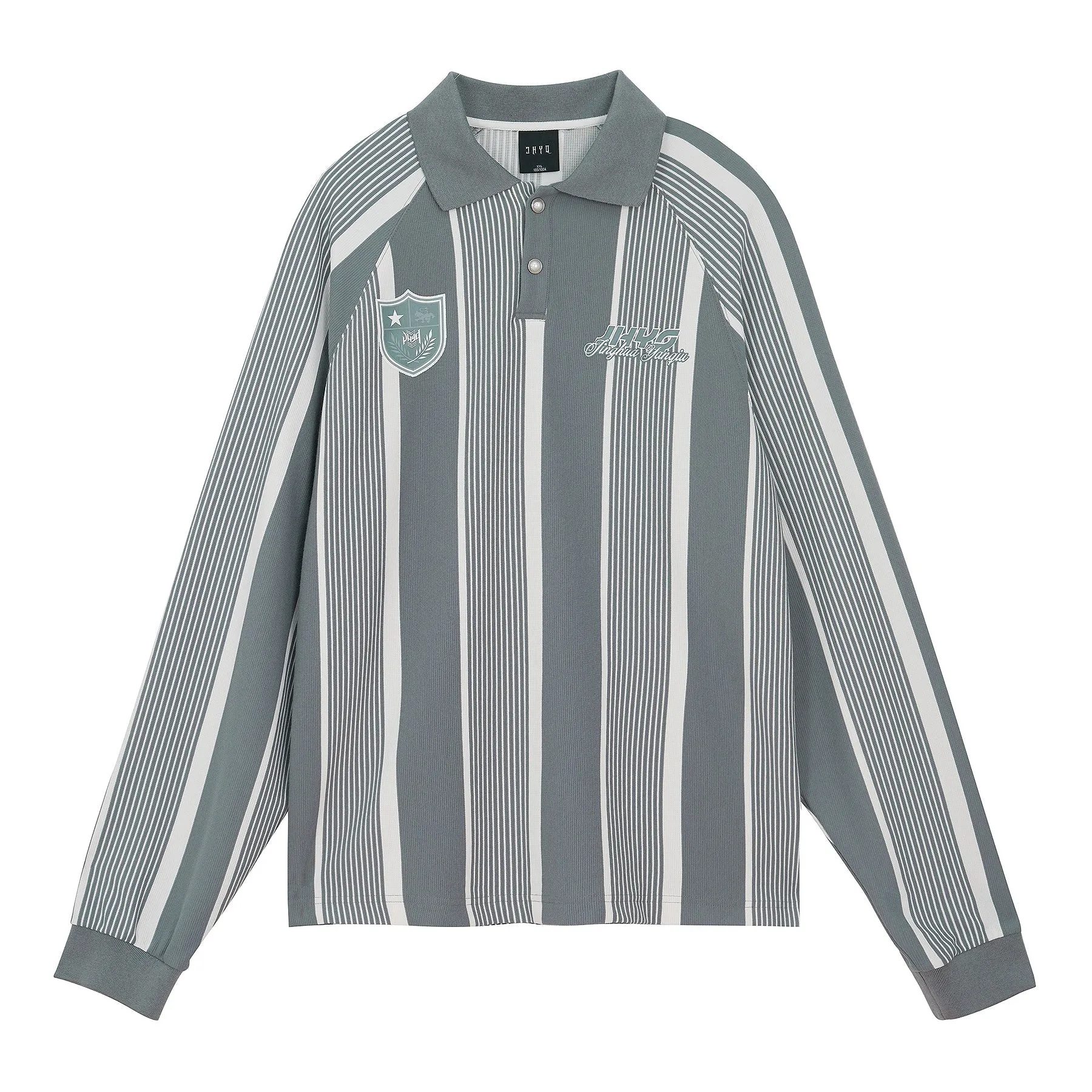 Contrast Striped Long Sleeve Polo Shirt