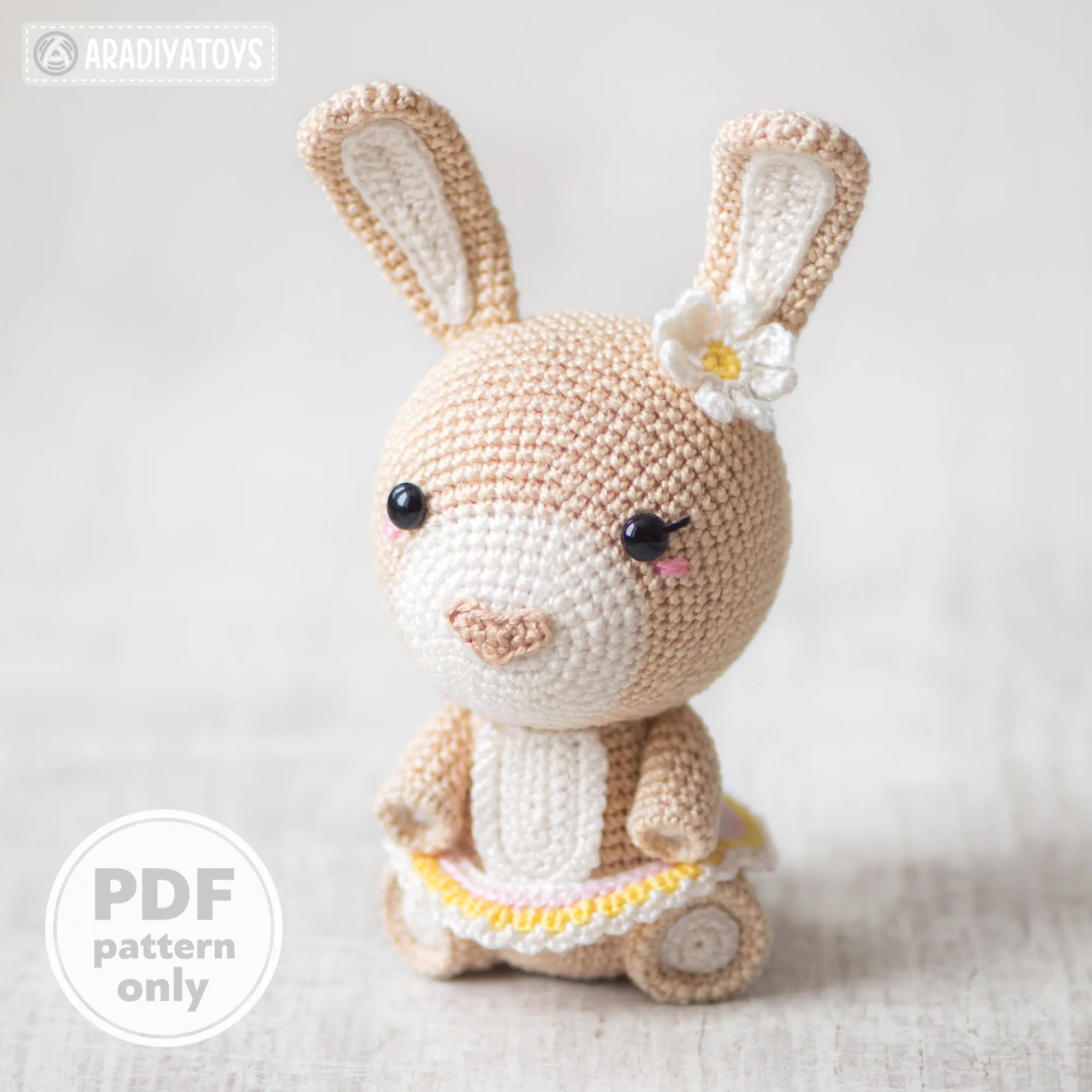 Crochet Pattern of Bunny Emma from "AradiyaToys Design" (Amigurumi tutorial PDF file) / easter bunny crochet pattern by AradiyaToys