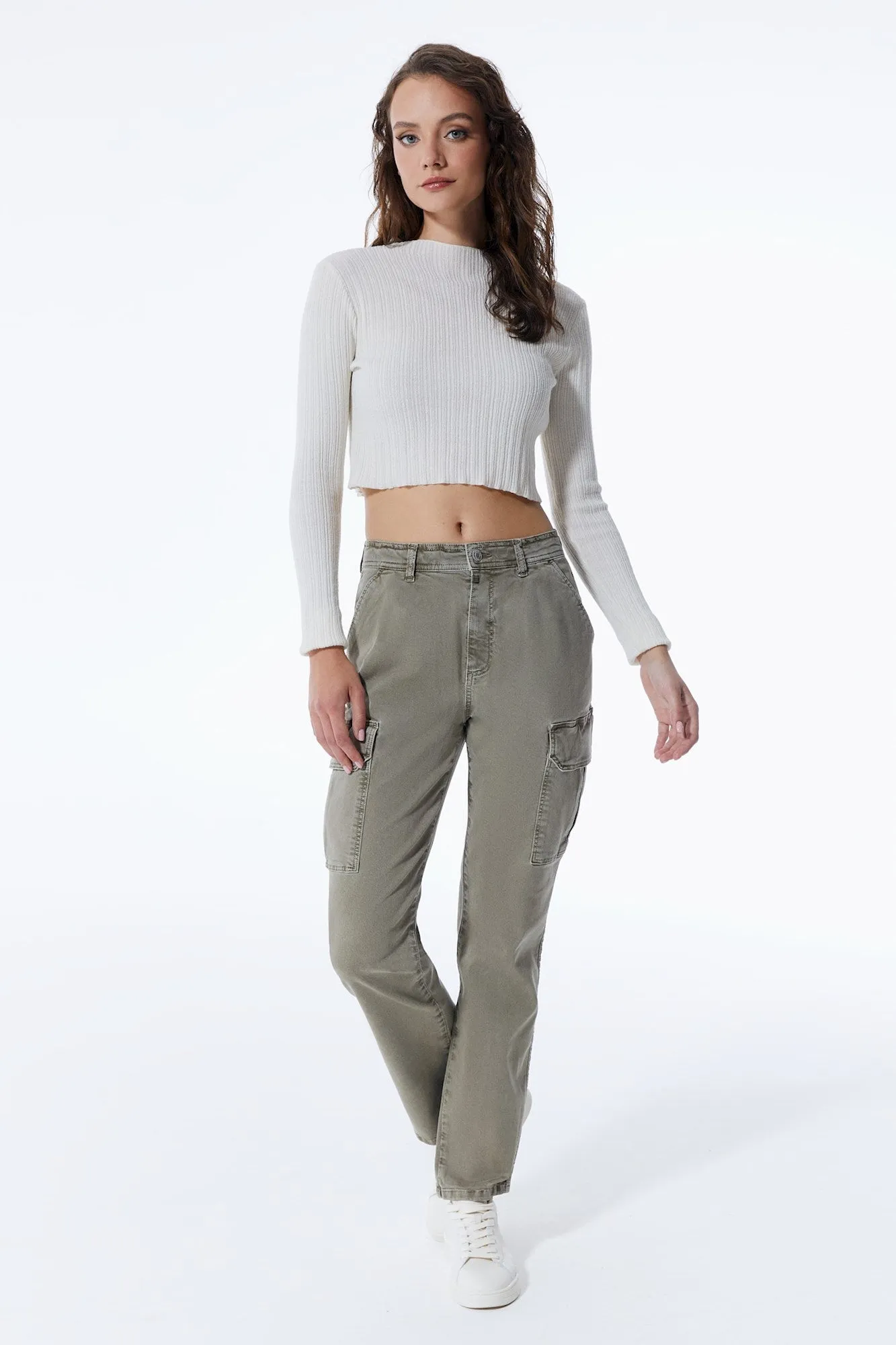 Daphne High Waist Cargo Pants Khaki