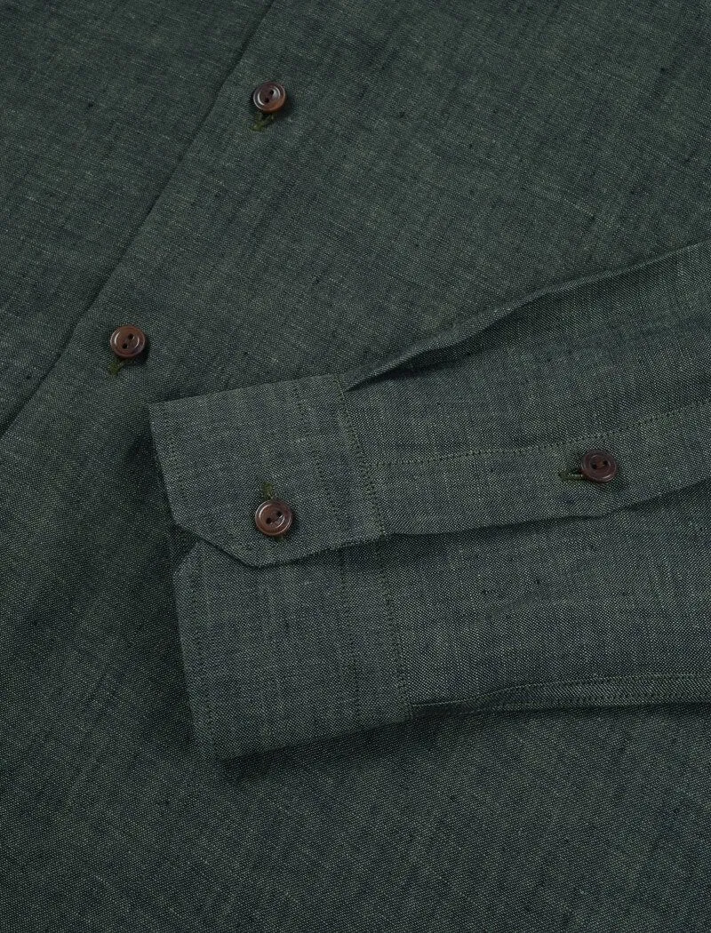 Dark Olive Green Linen Shirt