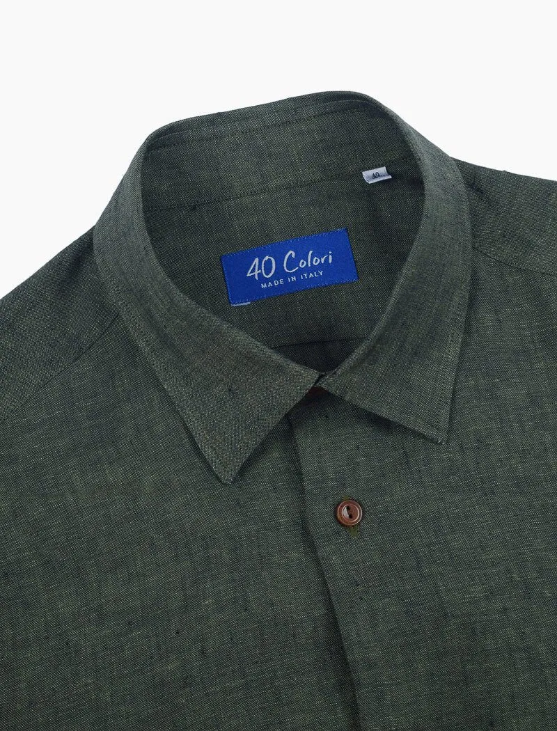 Dark Olive Green Linen Shirt