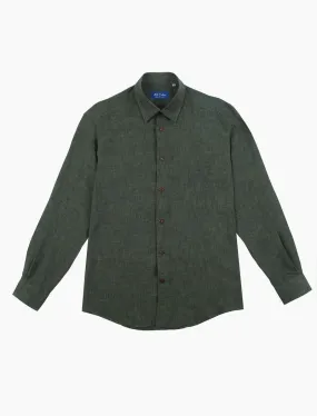 Dark Olive Green Linen Shirt