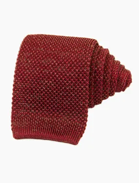 Dark Red Melange Silk & Linen Knitted Tie