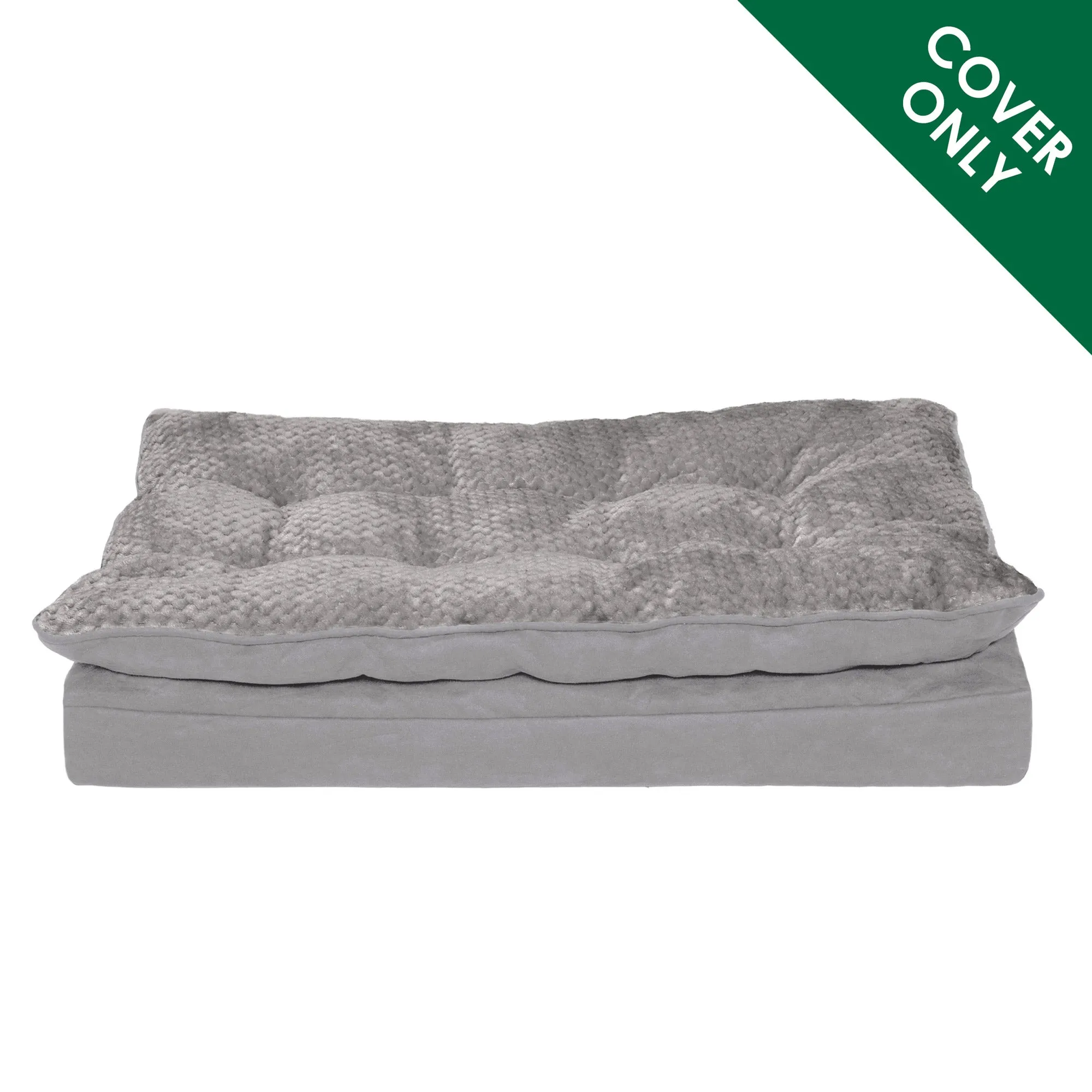 Deluxe Mattress Dog Bed - Minky Faux Fur & Suede Pillow Top - Cover