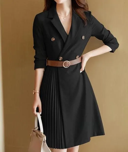 DressBetty - Elegant Fashion Notched Collar Double Dresses