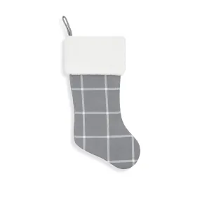 Farmhouse Windowpane Plaid Faux Fur Christmas Stocking