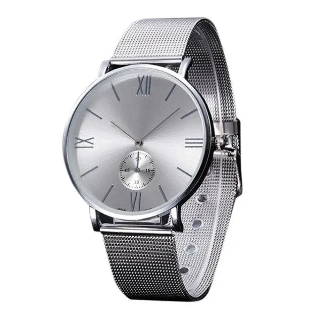 Fashion Stainless Steel Analog Mesh Quartz Wrist Watch