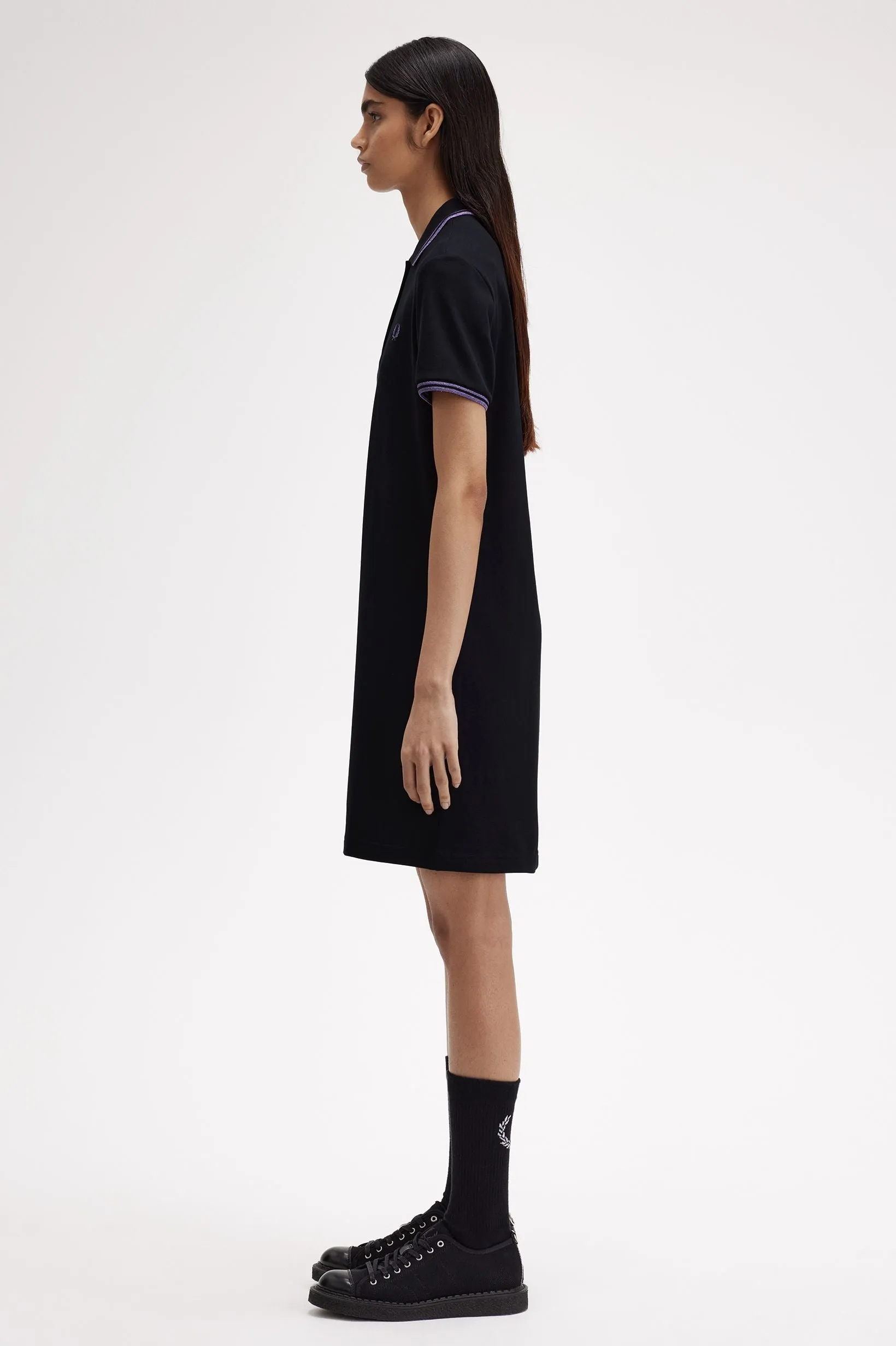 Fred Perry Twin Tipped Polo Dress Black / Violet Glitter