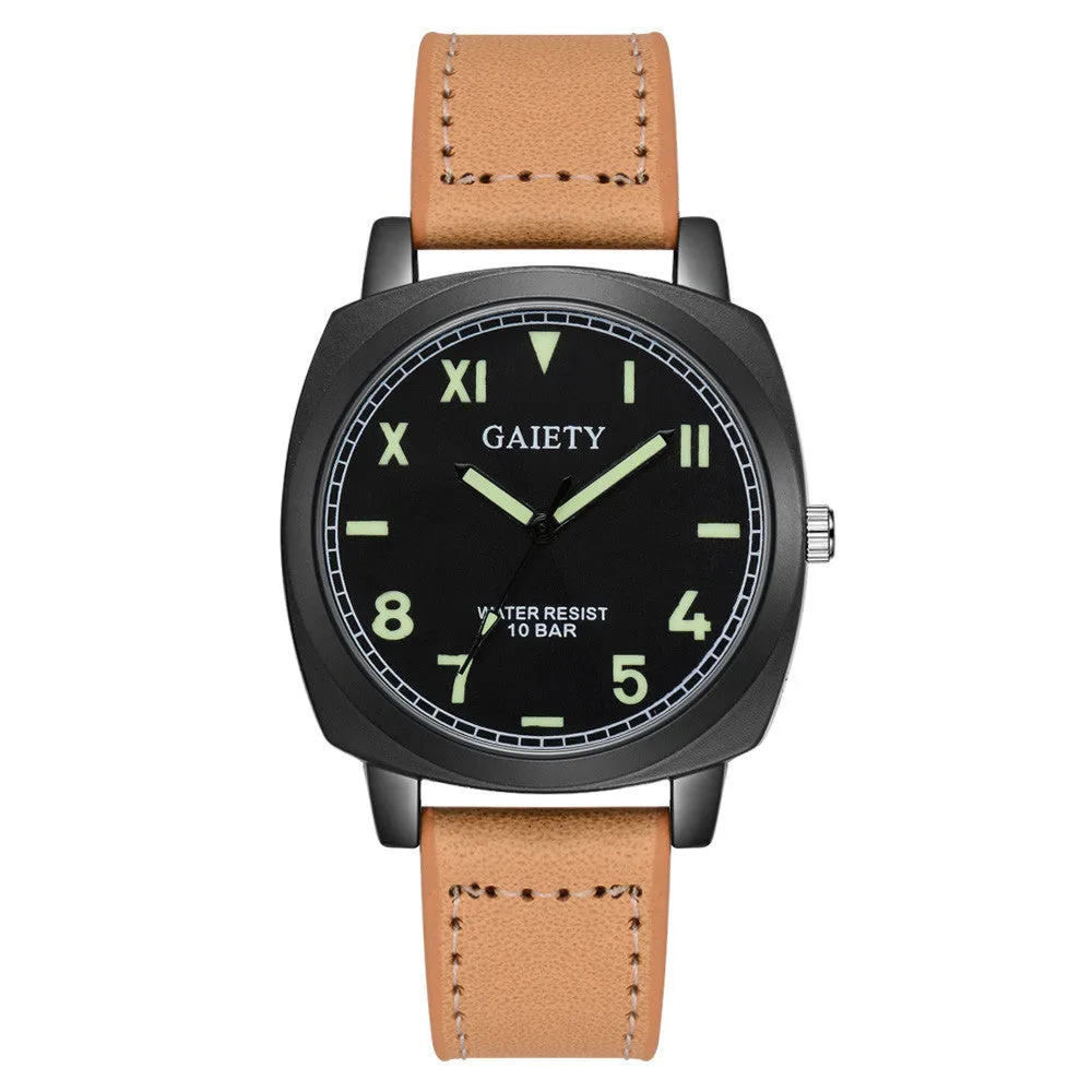 GAIETY Men  Faux Leather  Analog Quartz Round Wrist Watch